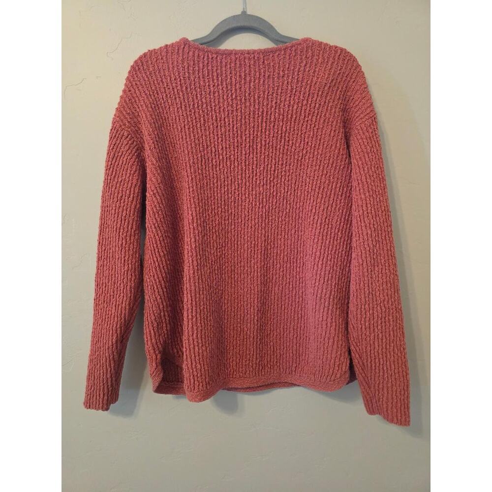 🌸 Coldwater Creek Textured Knit Sweater Women’s Large Pink Cotton Cottagecore - Picture 2 of 5